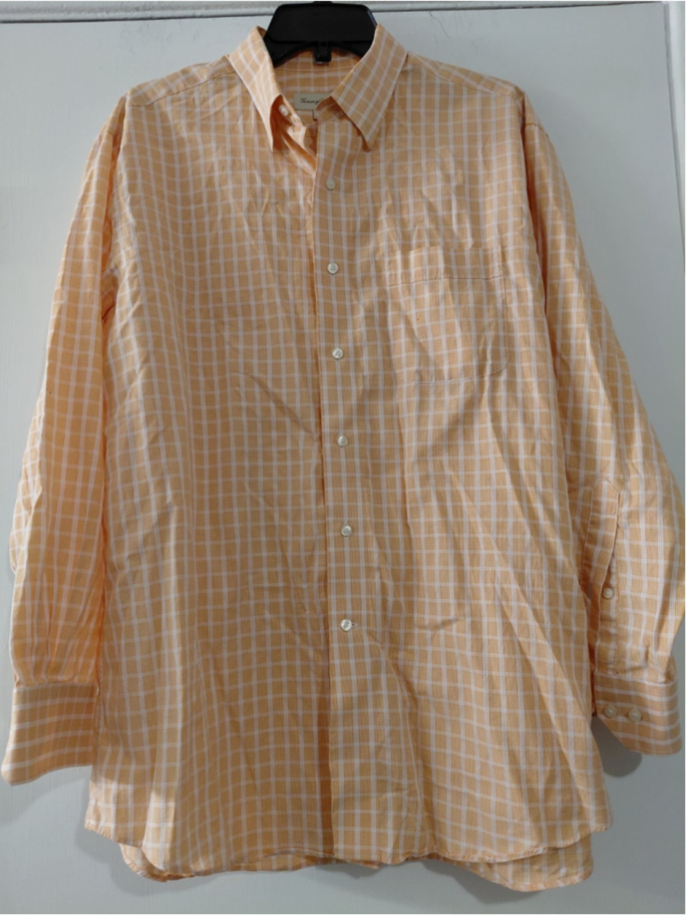 Men's Tommy Bahama Dress Shirt Orange Plaid Tropical Casual Button-Up Preppy...